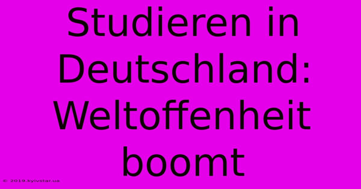 Studieren In Deutschland: Weltoffenheit Boomt