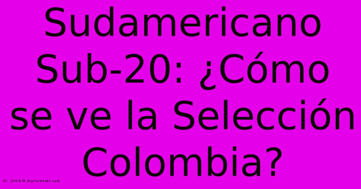 Sudamericano Sub-20: ¿Cómo Se Ve La Selección Colombia?