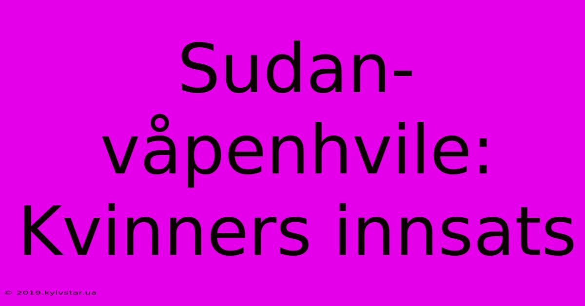 Sudan-våpenhvile: Kvinners Innsats