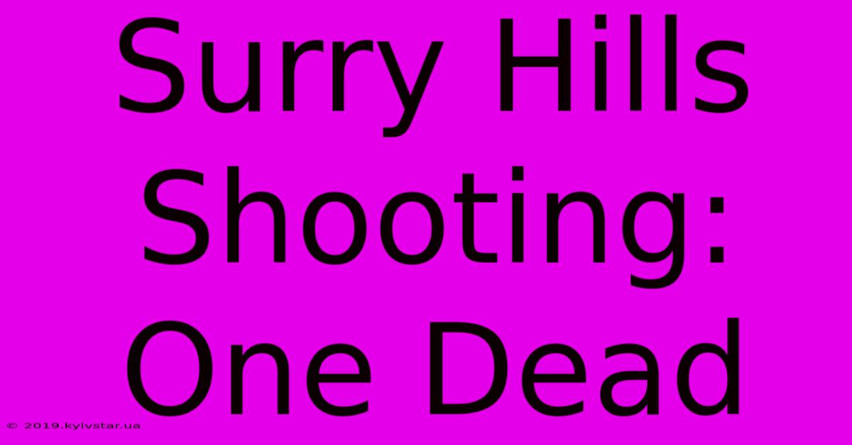 Surry Hills Shooting: One Dead