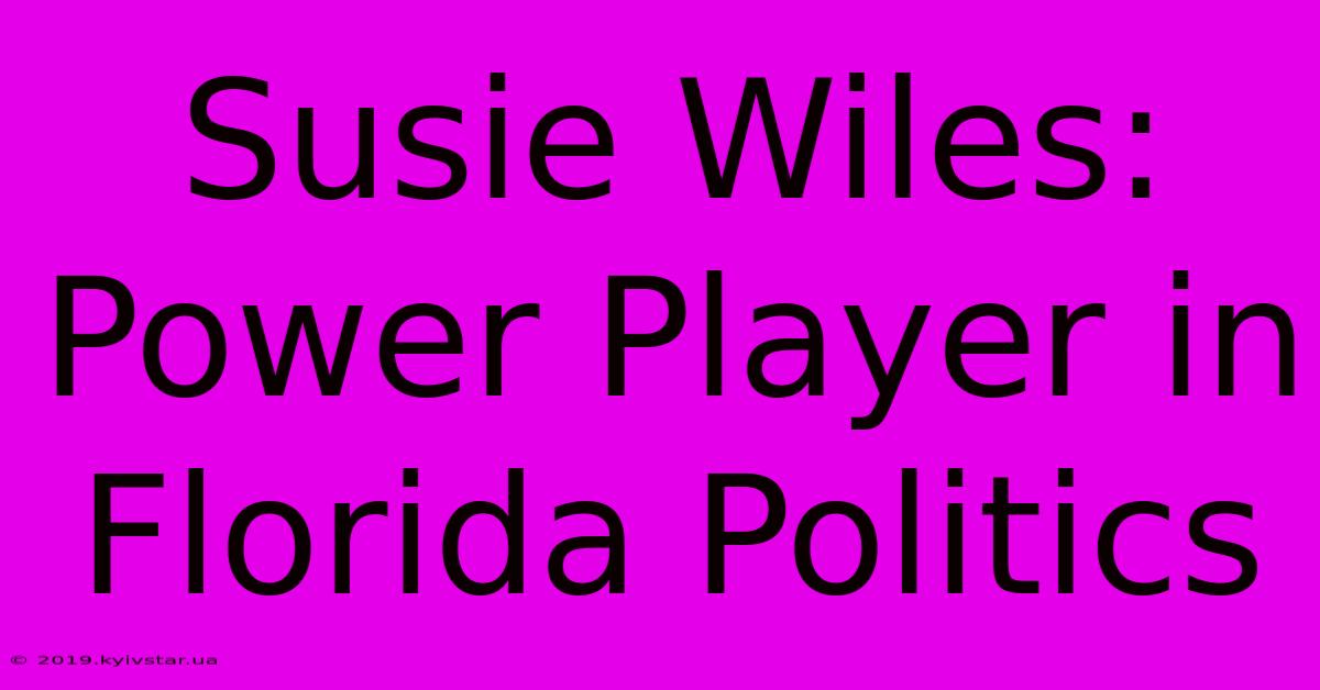 Susie Wiles: Power Player In Florida Politics 