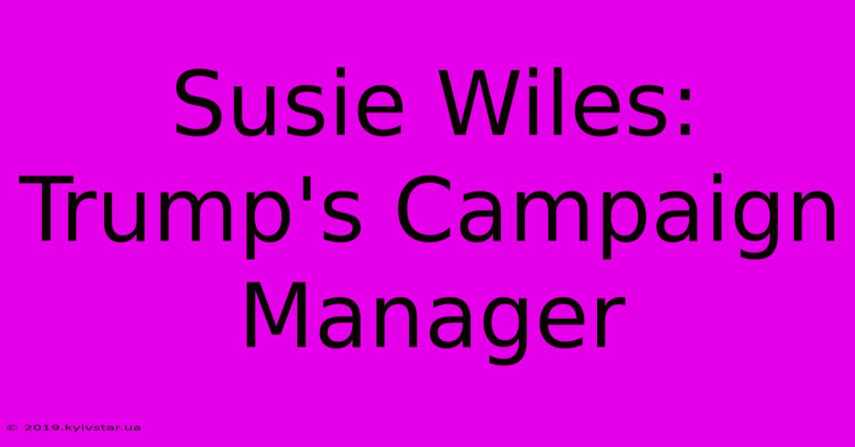 Susie Wiles: Trump's Campaign Manager