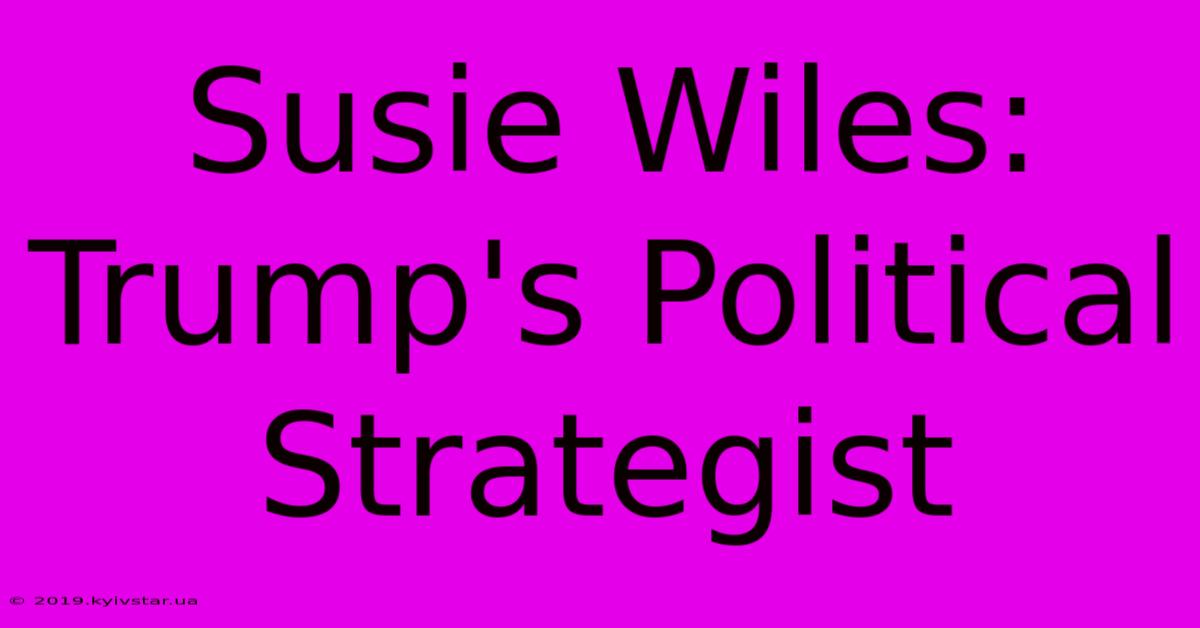 Susie Wiles: Trump's Political Strategist