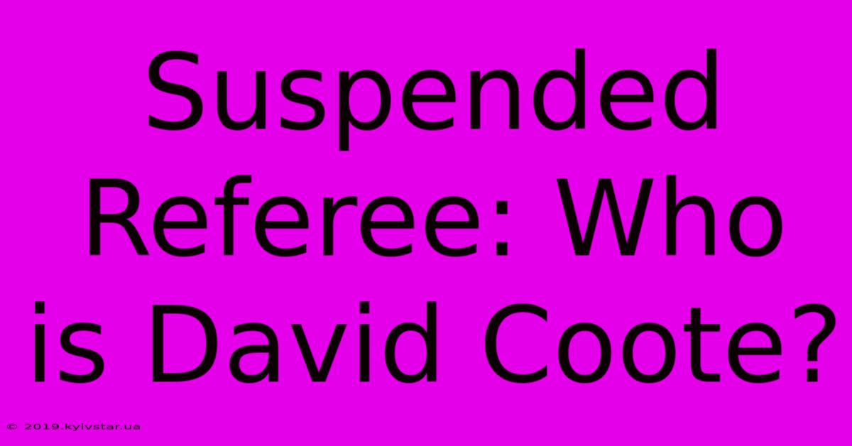 Suspended Referee: Who Is David Coote? 