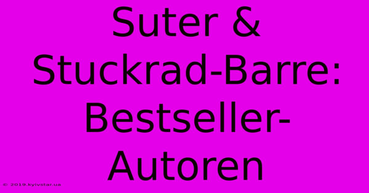 Suter & Stuckrad-Barre: Bestseller-Autoren