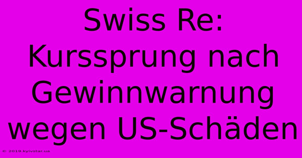 Swiss Re: Kurssprung Nach Gewinnwarnung Wegen US-Schäden