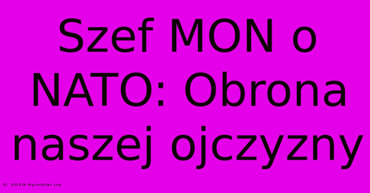 Szef MON O NATO: Obrona Naszej Ojczyzny