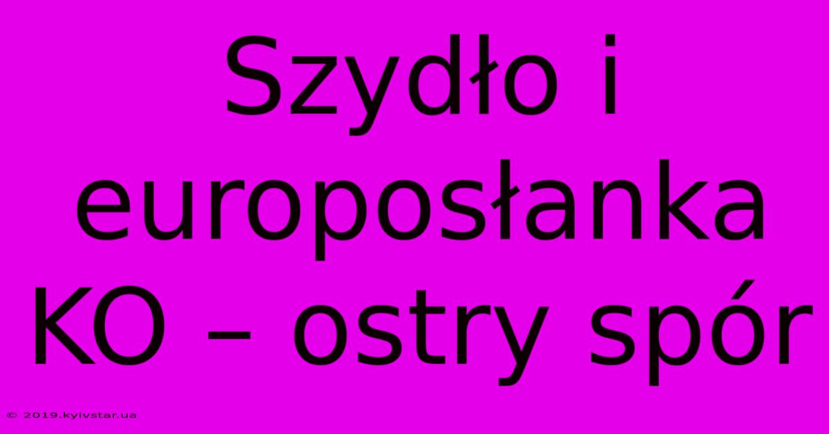 Szydło I Europosłanka KO – Ostry Spór