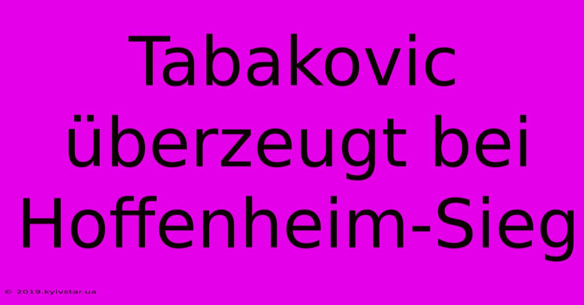 Tabakovic Überzeugt Bei Hoffenheim-Sieg