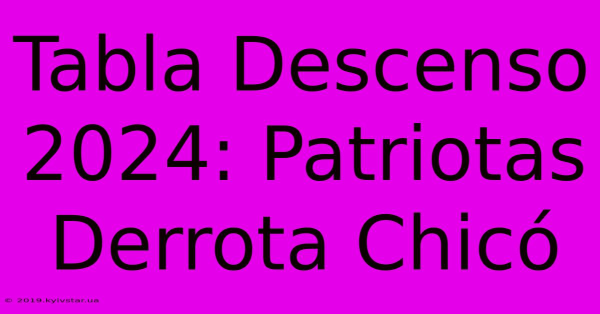 Tabla Descenso 2024: Patriotas Derrota Chicó