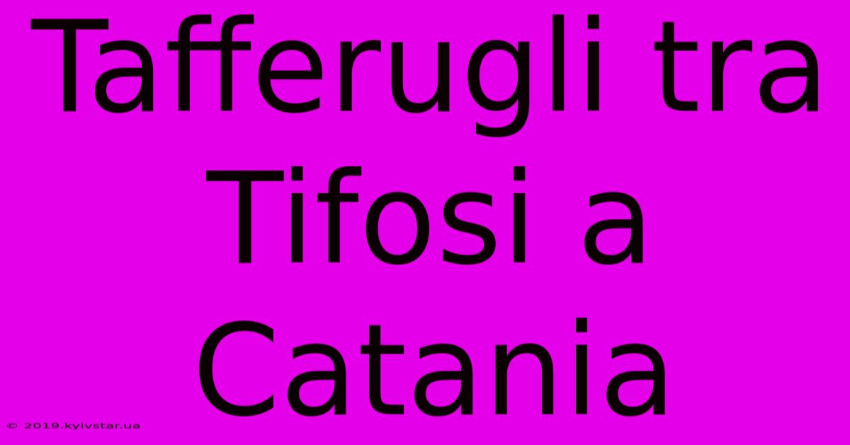 Tafferugli Tra Tifosi A Catania