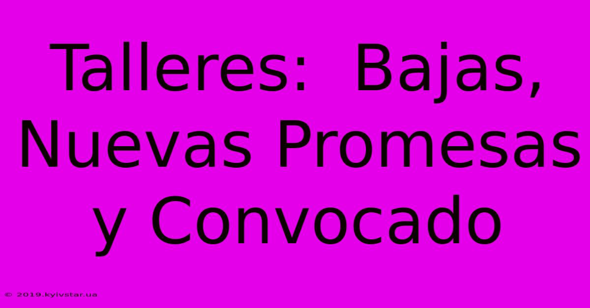 Talleres:  Bajas, Nuevas Promesas Y Convocado