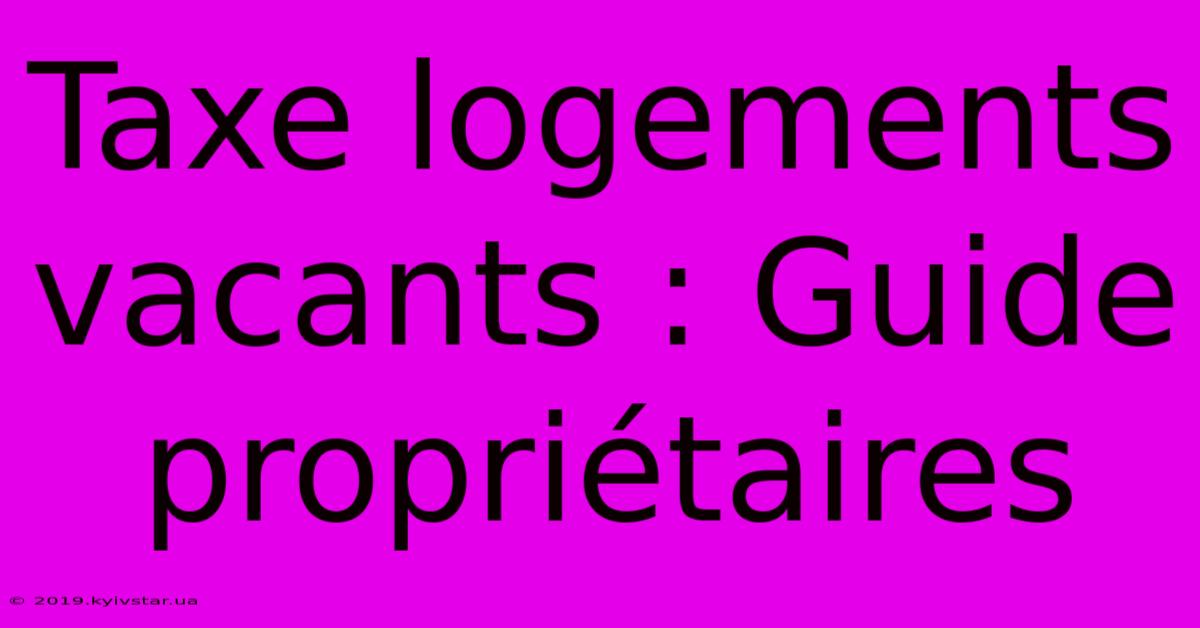 Taxe Logements Vacants : Guide Propriétaires