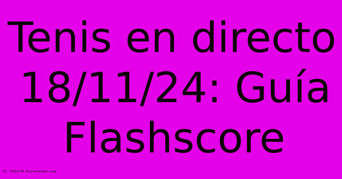 Tenis En Directo 18/11/24: Guía Flashscore