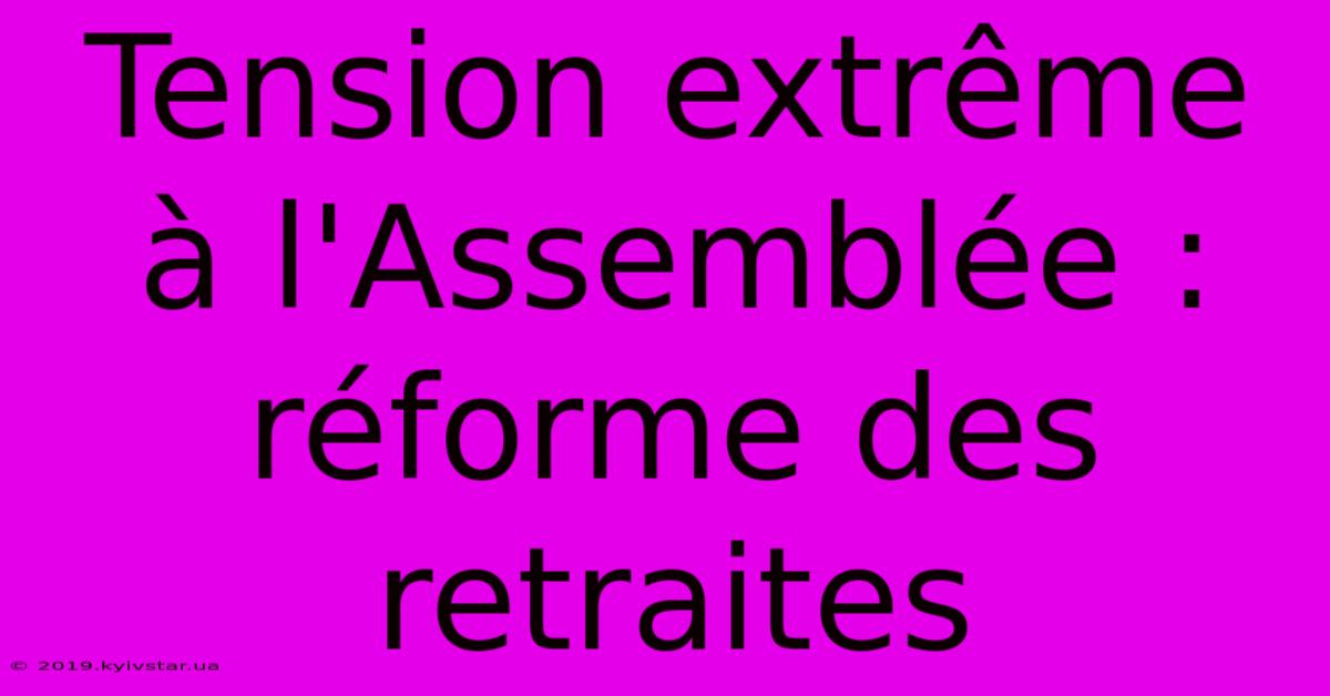 Tension Extrême À L'Assemblée : Réforme Des Retraites