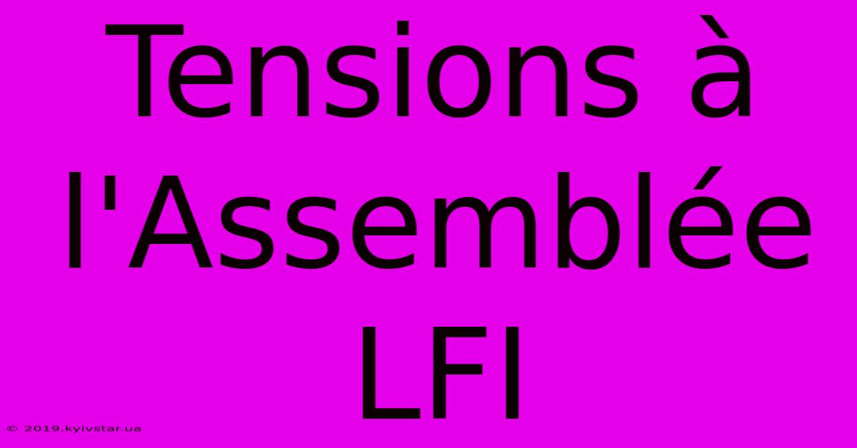 Tensions À L'Assemblée LFI