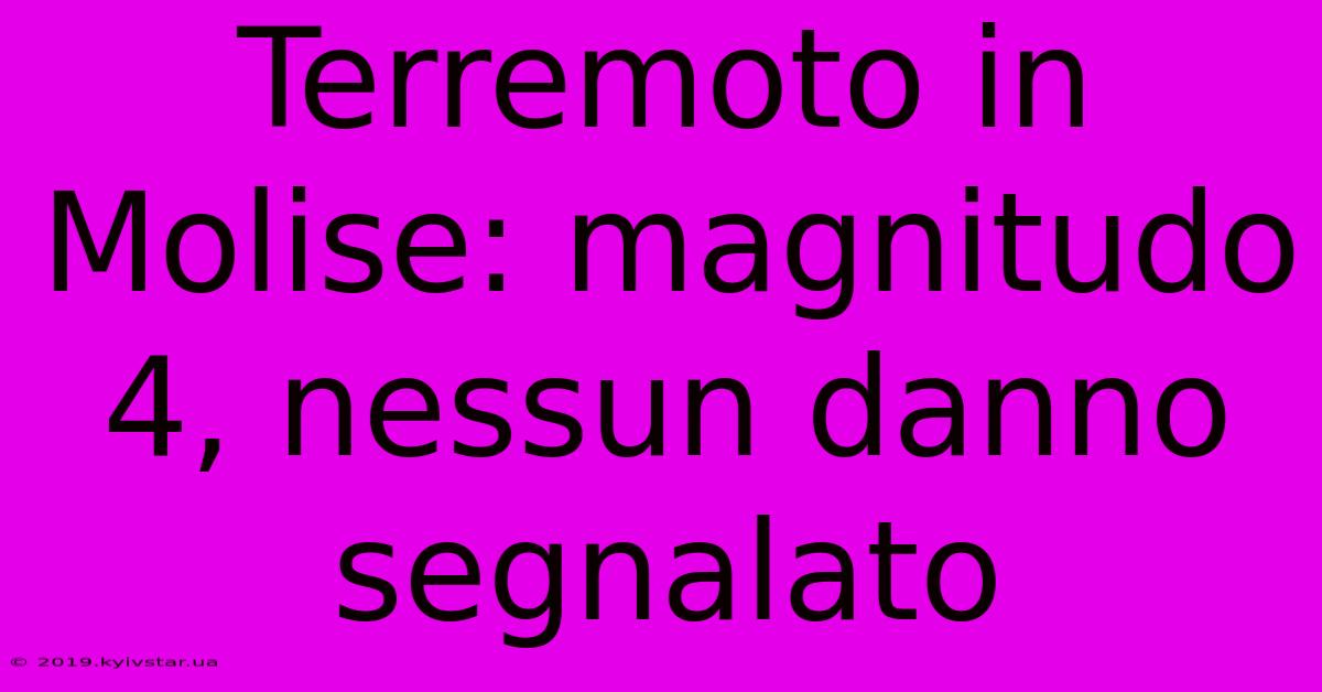 Terremoto In Molise: Magnitudo 4, Nessun Danno Segnalato