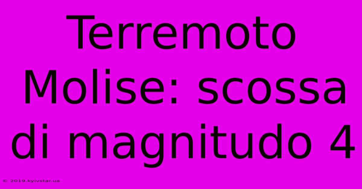 Terremoto Molise: Scossa Di Magnitudo 4