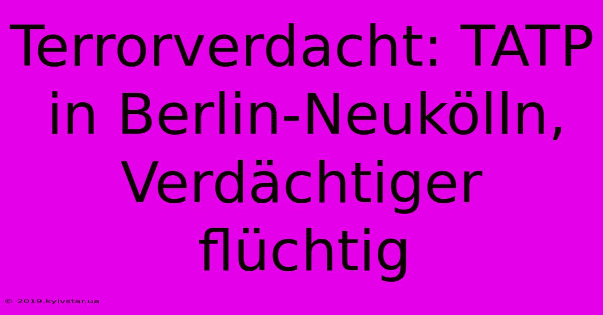 Terrorverdacht: TATP In Berlin-Neukölln, Verdächtiger Flüchtig