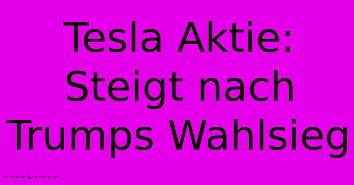 Tesla Aktie: Steigt Nach Trumps Wahlsieg