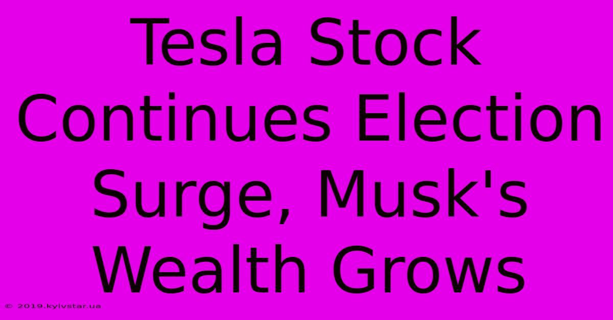 Tesla Stock Continues Election Surge, Musk's Wealth Grows