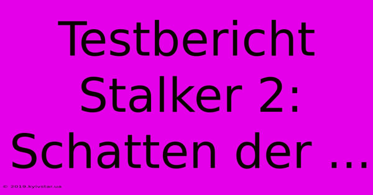 Testbericht Stalker 2: Schatten Der ...