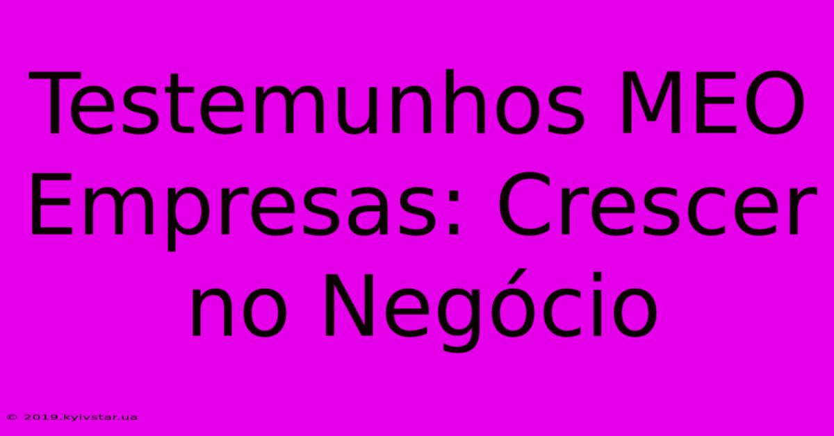 Testemunhos MEO Empresas: Crescer No Negócio