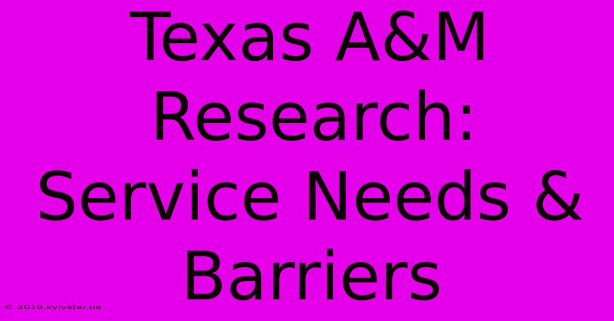 Texas A&M Research: Service Needs & Barriers