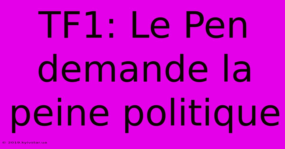 TF1: Le Pen Demande La Peine Politique