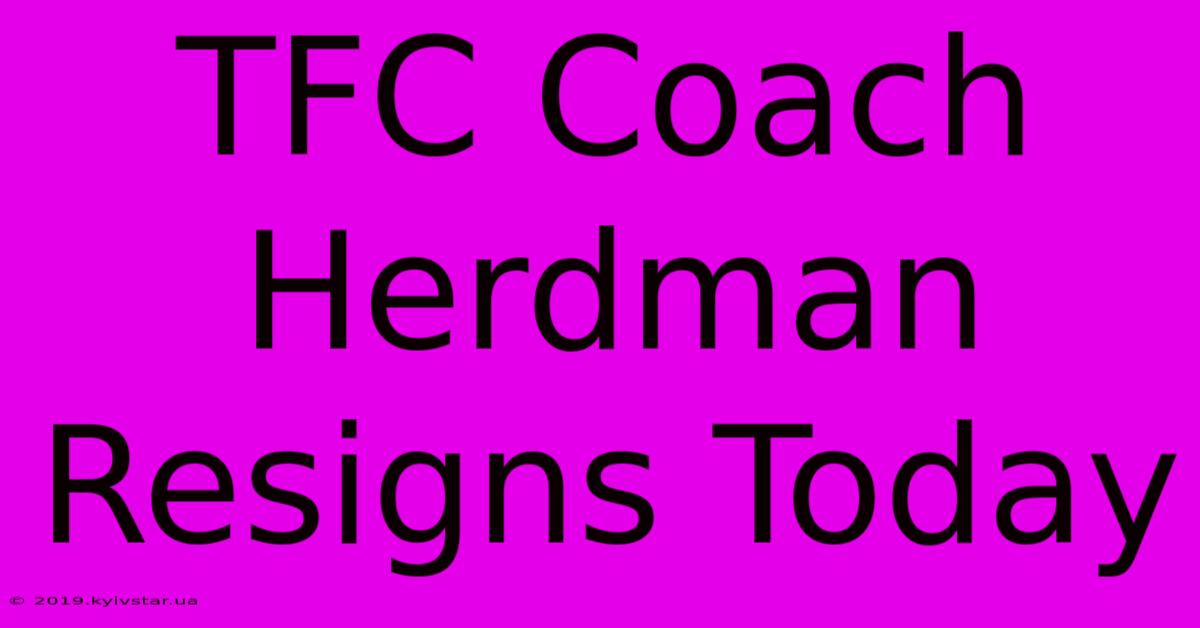 TFC Coach Herdman Resigns Today