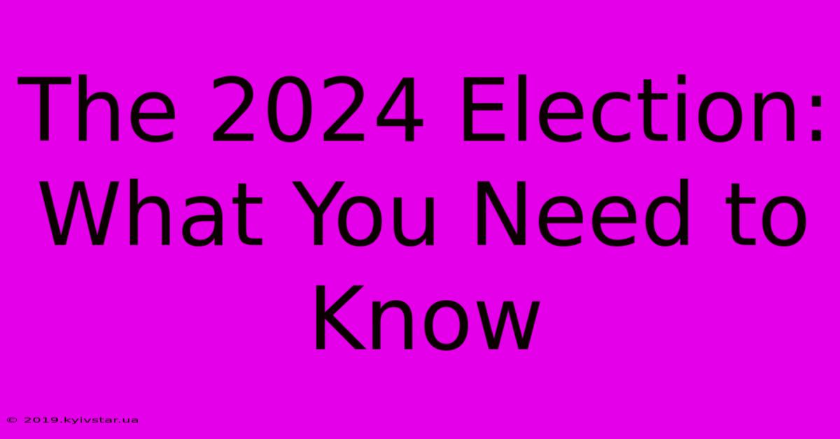 The 2024 Election: What You Need To Know