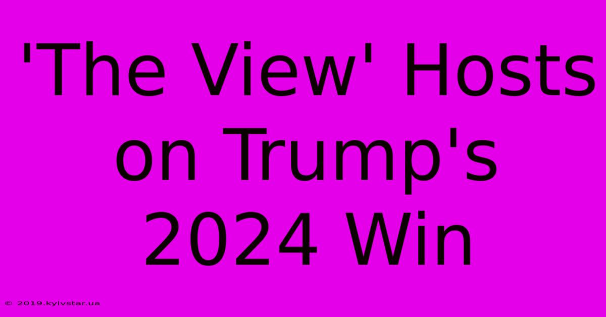 'The View' Hosts On Trump's 2024 Win