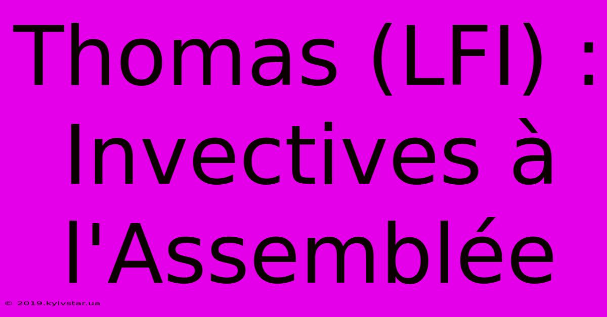 Thomas (LFI) : Invectives À L'Assemblée