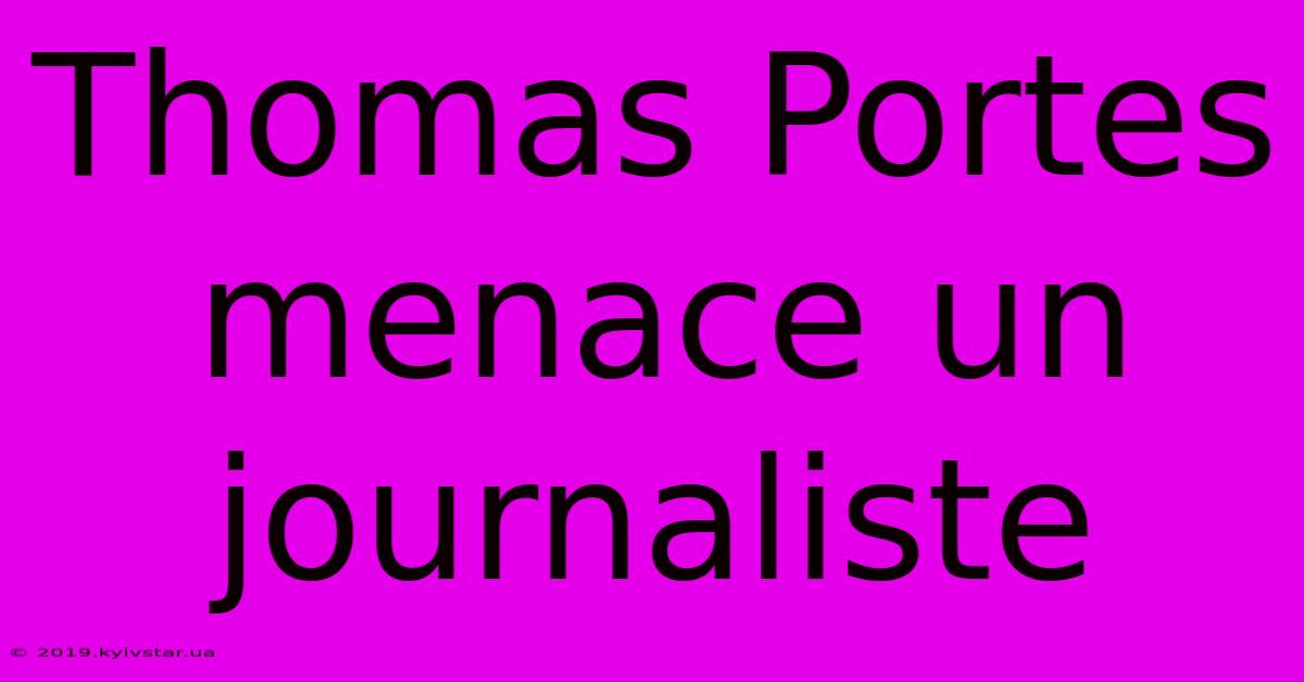 Thomas Portes Menace Un Journaliste