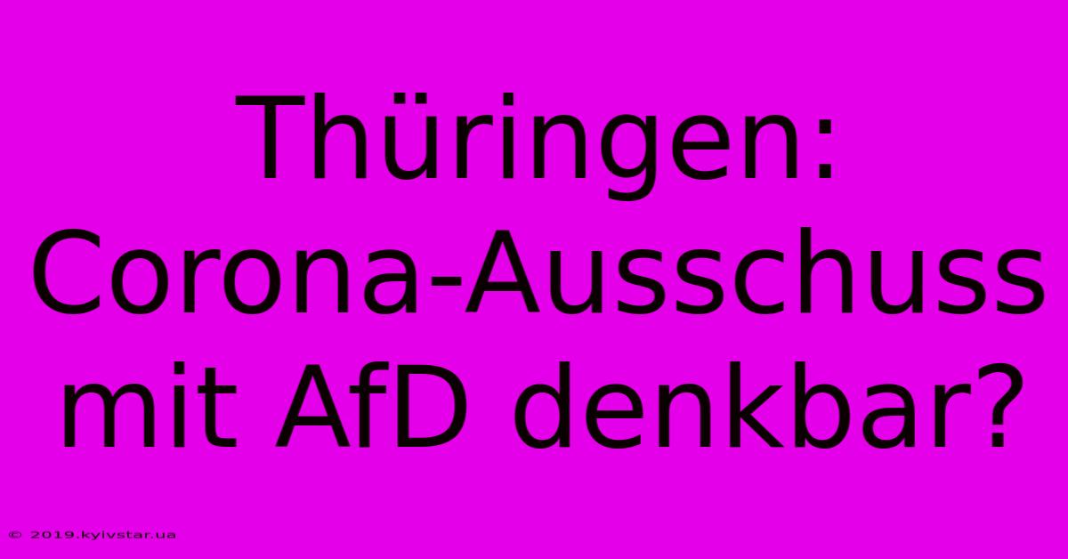 Thüringen: Corona-Ausschuss Mit AfD Denkbar?