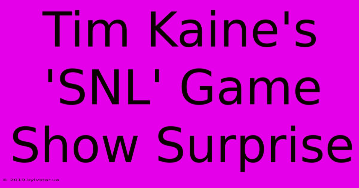 Tim Kaine's 'SNL' Game Show Surprise