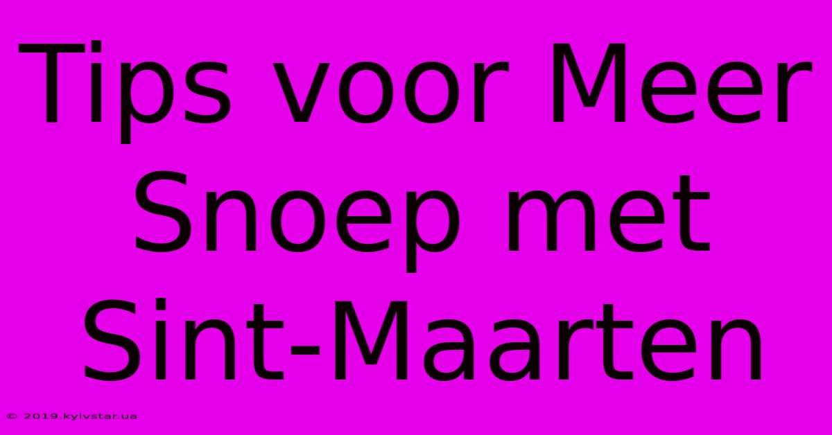 Tips Voor Meer Snoep Met Sint-Maarten