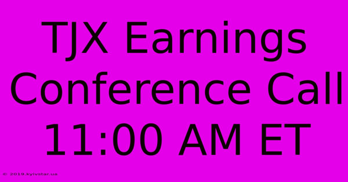 TJX Earnings Conference Call 11:00 AM ET