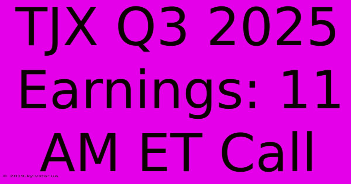 TJX Q3 2025 Earnings: 11 AM ET Call