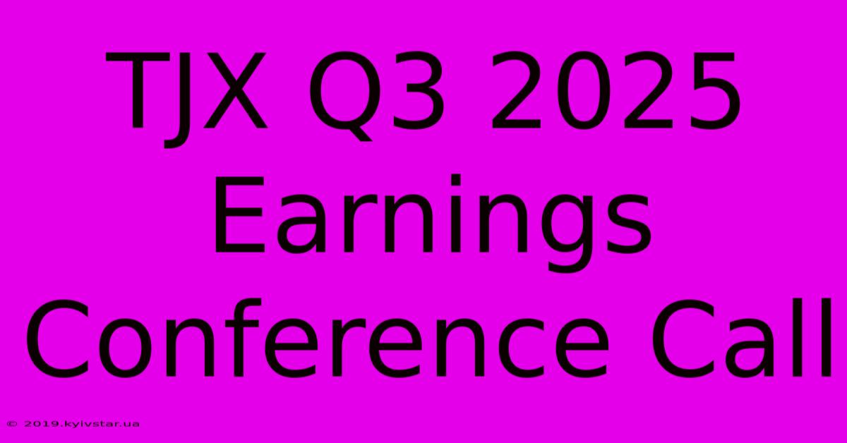 TJX Q3 2025 Earnings Conference Call