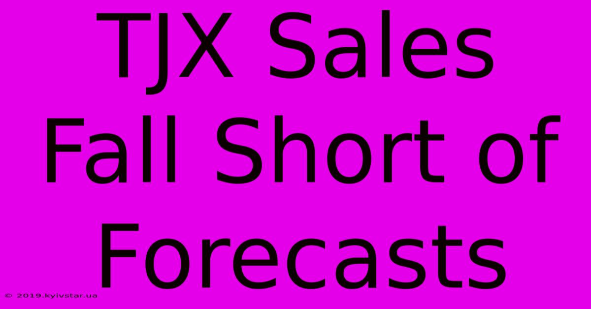 TJX Sales Fall Short Of Forecasts