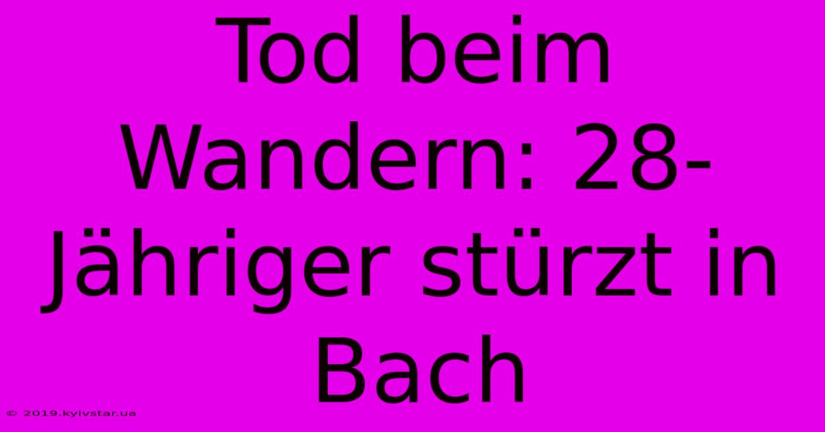 Tod Beim Wandern: 28-Jähriger Stürzt In Bach