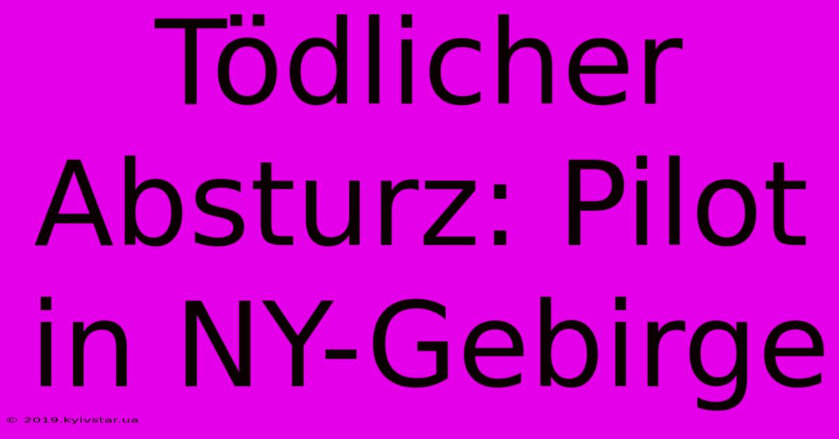 Tödlicher Absturz: Pilot In NY-Gebirge