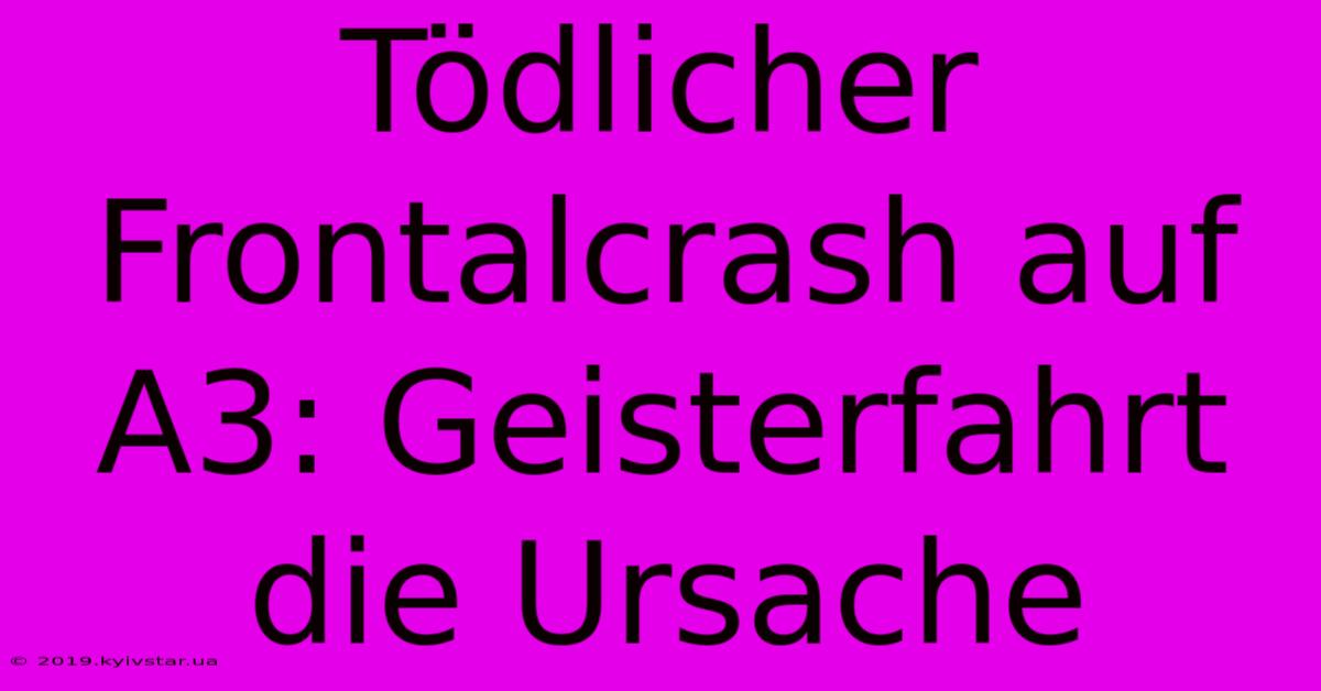 Tödlicher Frontalcrash Auf A3: Geisterfahrt Die Ursache