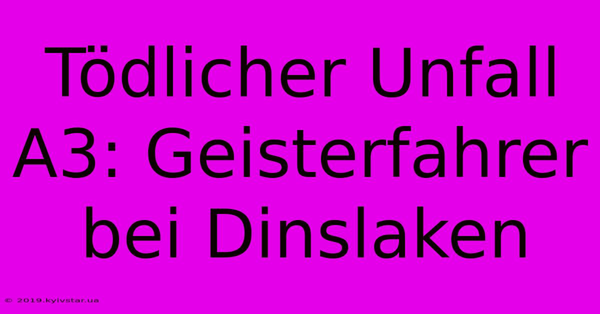 Tödlicher Unfall A3: Geisterfahrer Bei Dinslaken