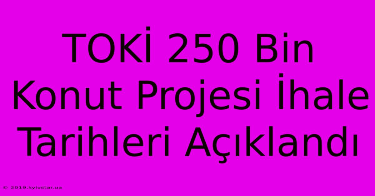 TOKİ 250 Bin Konut Projesi İhale Tarihleri Açıklandı 