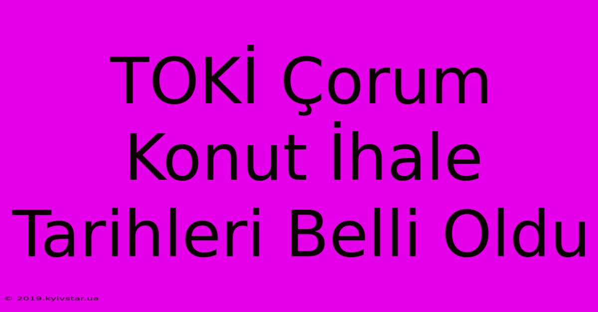 TOKİ Çorum Konut İhale Tarihleri Belli Oldu