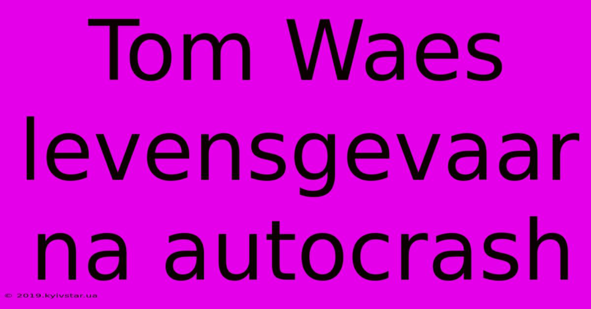 Tom Waes Levensgevaar Na Autocrash