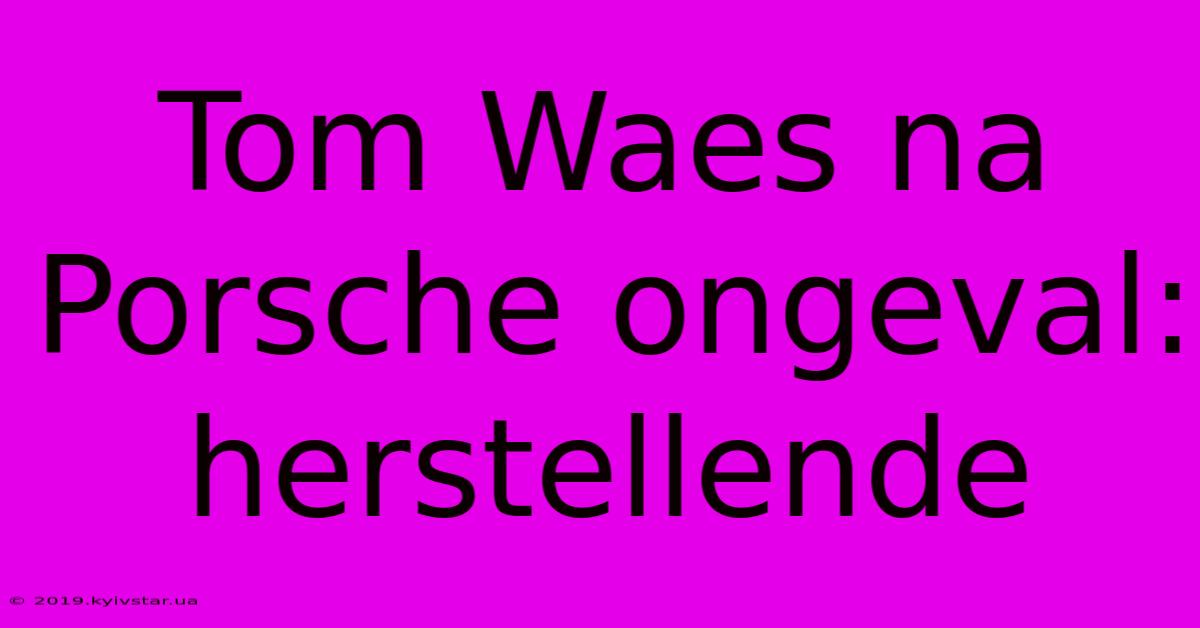 Tom Waes Na Porsche Ongeval: Herstellende