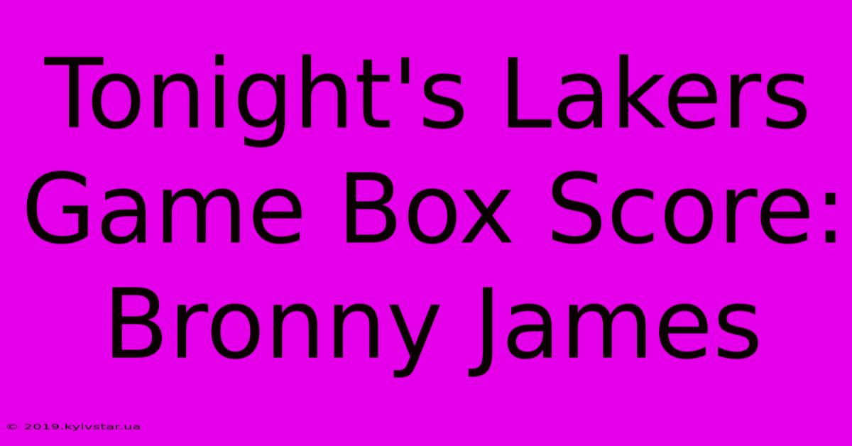 Tonight's Lakers Game Box Score: Bronny James 